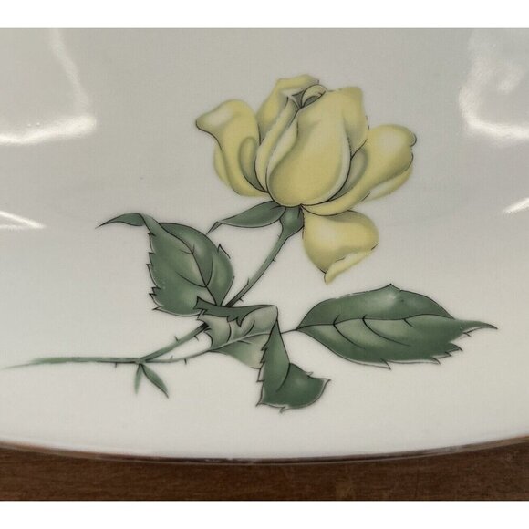 Vintage KPM Krister Germany Porcelain Oval Platter White Yellow Rose 14.5 x 10.5 - Picture 2 of 4
